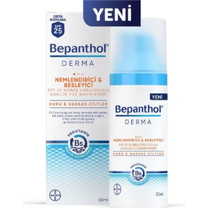  Bepanthol Derma Nemlendirici & Besleyici Spf 25 Güneş Koruyuculu Günlük Yüz Bakım Kremi 50 M