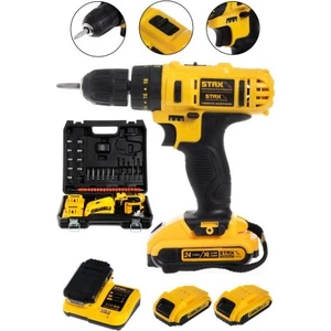 Staxx Power American Type 24V 5 Ah Matkap Vidalama Çift Şanzımanlı Samsung Çift Akülü Şarjlı Matkap + 24 Parça Set