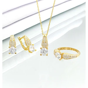 Else Silver Gümüş Zirkon Taşlı Üçlü Takı Seti