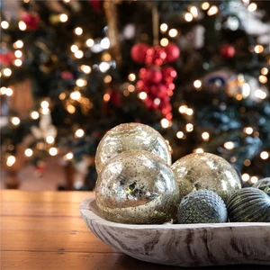 Crackle Cam Yılbaşı Topu 10 cm Altın