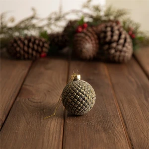 Yeşil Cam Yılbaşı Topu 6 cm Desen 2