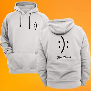 Sen Karar Ver Baskılı Fermuarsız Kapüşonlu Sweatshirt
