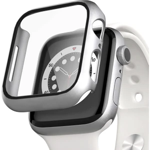 Apple Watch Uyumlu Series 7 41MM Kılıf Matte Premium Slim Watch Uyumluband Gümüş