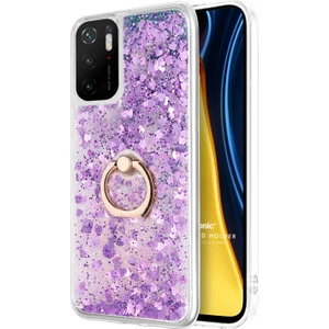 Xiaomi Poco M3 Pro Kılıf Glitter Liquid Holder Mor