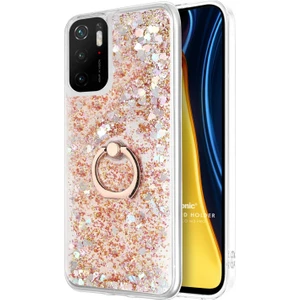 Xiaomi Poco M3 Pro Kılıf Glitter Liquid Holder Gold