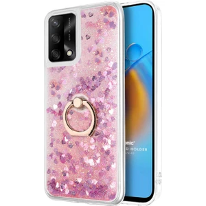 Oppo A74 4g Kılıf Glitter Liquid Holder Pembe