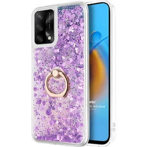 Oppo A74 4g Kılıf Glitter Liquid Holder Mor