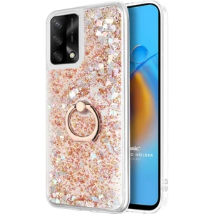 Oppo A74 4g Kılıf Glitter Liquid Holder Gold
