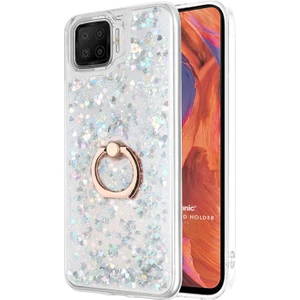 Oppo A73 Kılıf Glitter Liquid Holder Gümüş