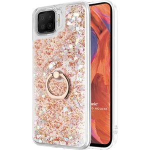 Oppo A73 Kılıf Glitter Liquid Holder Gold
