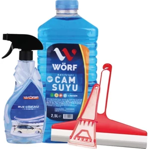 Wörf Kışlık Oto Bakım Seti  2,5 Lt 30° Cam Suyu ve Buz Çözücü ve Buz Kazıyıcı ve Çekçek