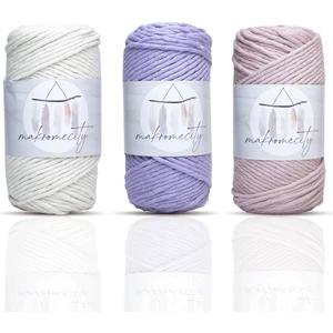 Makrome City Taranan Makrome Ipi 3mm Tek Büküm Makrame Taranabilir Hobi Ipi 3lü Set Ekru Bebe Pembe Lila