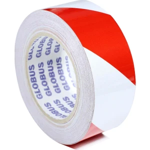 BADEM10 5 Metre Globus Reflektörlü Reflektif Fosforlu Şerit Bant Ikaz Bandı (Kırmızı-Beyaz)