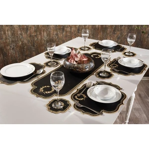 Dolce Mariee 13  Parça Amerikan Servis & Runner Set Siyah Gold