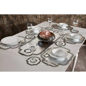 Dolce Mariee 13  Parça Amerikan Servis & Runner Set Siyah Beyaz