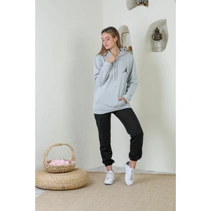 Gri Kapüşonlu Sweatshirt