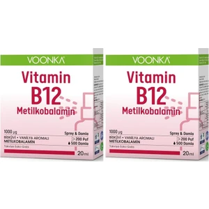 B12 Metilkobalamın Sprey & Damla 20 ml 2 Adet