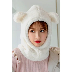 Wig Kadın Peluş Bere Kar Maskesi Boyunluk Termal Welsoft Polar Şapka Atkı Rüzgar Geçirmez