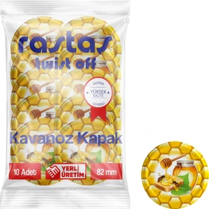 Paketli 10 Adet Kavanoz Kapağı - Arı Petekli- 82 mm.