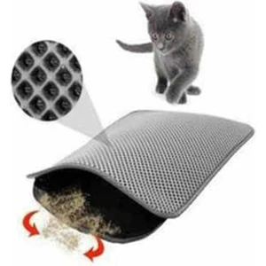 Elekli Kedi Kumu Paspası İthal Köpük Kauçuk 60 x 45 cm Gri
