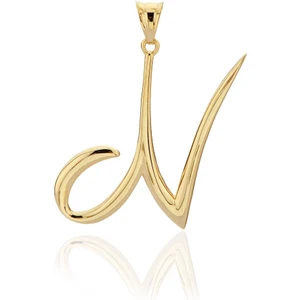 N Harfi Altın Kolye Ucu