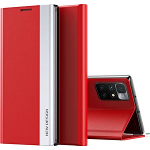 Xiaomi Redmi 10 Için Ince Flip Deri Manyetik Kılıf Kapaklı Kırmızı (Yurt Dışından)