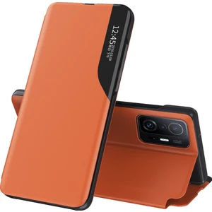 Xiaomi Mi 11T / Mi 11T Pro Için Pu Deri Pencereli Flip Standı Koruyucu Kılıf Turuncu (Yurt Dışından)