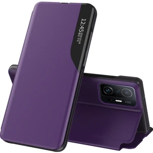 Xiaomi Mi 11T / Mi 11T Pro Için Pu Deri Pencereli Flip Standı Koruyucu Kılıf Mor (Yurt Dışından)