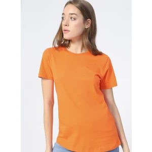 Bisiklet Yaka Düz Turuncu Kadın T-Shirt TENGIZ