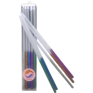 Renkli Simli Beyaz Mum, 5’li