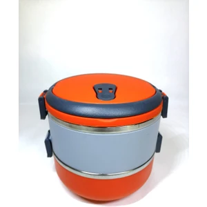 Freshbox 2 Katlı 2 Renkli Sefer Tası Yemek Termosu (Turuncu Gri)