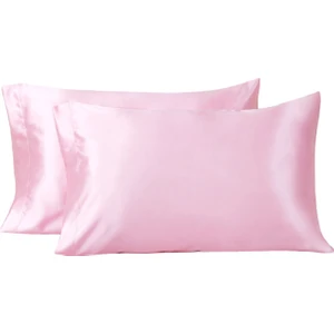 Pembe İpek Saten Yastık Kılıfı 50 x 70 cm. 2'li