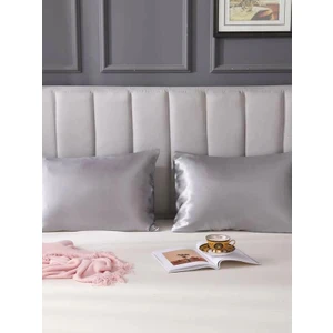 Gri İpek Saten Yastık Kılıfı 50 x 70 cm. 2'li