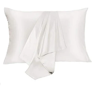 Beyaz Ekru İpek Saten Yastık Kılıfı 50 x 70 cm. 1 Adet