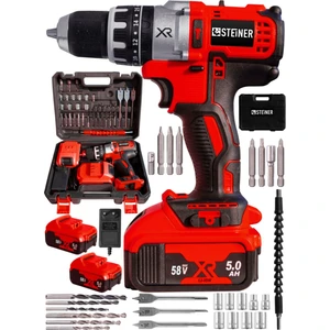 Germany Technology Darbeli 58 V 5 Ah Red Xr Li-Ion Çift Akülü Şarjlı Vidalama Matkap + Pro Set