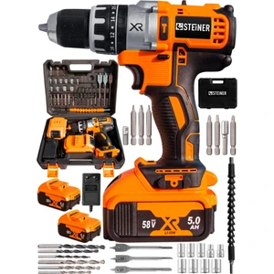 Germany Technology Darbeli 58 V 5AH Turuncu Xr Li-Ion Çift Akülü Şarjlı Vidalama Matkap + Pro Set