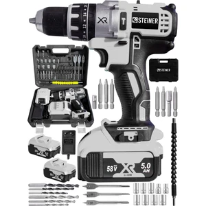 Germany Technology Darbeli 58 V 5 Ah Gri Xr Li-Ion Çift Akülü Şarjlı Vidalama Matkap + Pro Set