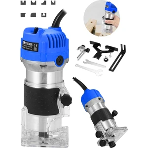Germany Technology 3000 W 6 Kademe Devir Ayarlı Formika Traşlama Freze Makinesi 6 mm Pens Mavi