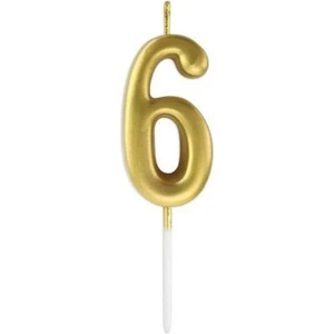 Gold Renk 6 Rakam Küçük Boy Pasta Mumu