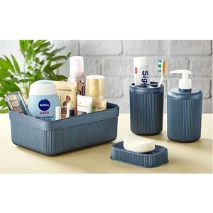 4 Lü Pls.banyo Seti Takımı - Sıvı Sabunluk Fırçalık Seti