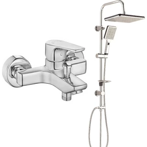 Eca Niobe Banyo Bataryası + T-May Banyo Sümbül Kare Tepe Duş Takımı Seti Krom Paslanmaz