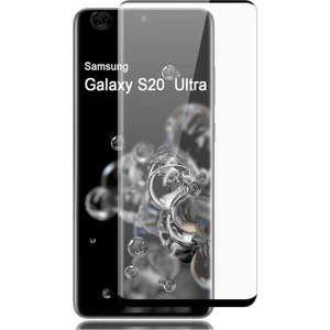 Samsung S20 Ultra 3D Kavisli Tempered Cam Koruma - Siyah