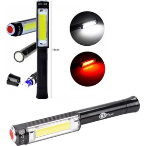 El Feneri Cob LED Kırmızı Flaşörlü Pilli 5W Mıknatıslı Onstar-Q5
