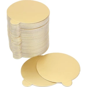 Turta Mendili Pasta Altlığı Gold - Altın Düz Kenarlı Kalın Yuvarlak 24 cm 10 Adet