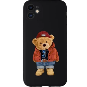 Moodcase Apple iPhone  11 Uyumlu Teddy Bear Desenli Kamera Korumalı Lansman Kılıf Premium Silikonlu Siyah