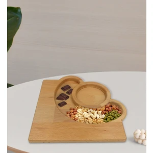 Bk Gift Doğal Masif Ahşap Yarım Ay Sunum Tabağı Çerezlik