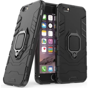iPhone 6 Plus - iPhone 6s Plus Batman Serisi Yüzük Standlı Armor Kılıf - Siyah