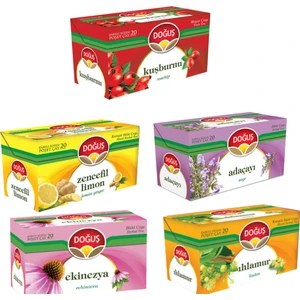 Kış Çayları Serisi (Zencefil LIMON-IHLAMUR-ADAÇAYI-KUŞBURNU-EKINEZYA)5X20'LI