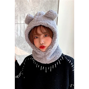 Wig Kadın Peluş Bere Kar Maskesi Boyunluk Termal Welsoft Polar Şapka Atkı Rüzgar Geçirmez