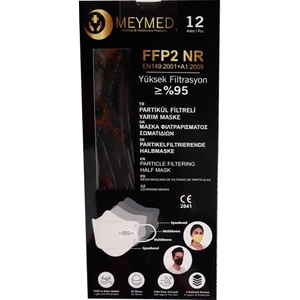4 Katlı Partikül Filtreli Yarım Maske Siyah 12 li